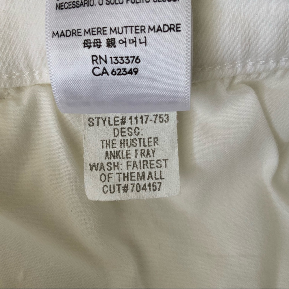 MOTHER Jeans Hustler Ankle Fray Fairest Of Them All White Size 29 - Picture 10 of 13